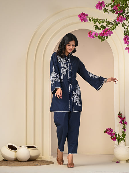 Blue Embroidery Co-ord Sets 