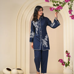 Blue Embroidery Co-ord Sets 