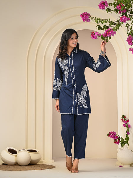 Blue Embroidery Co-ord Sets 