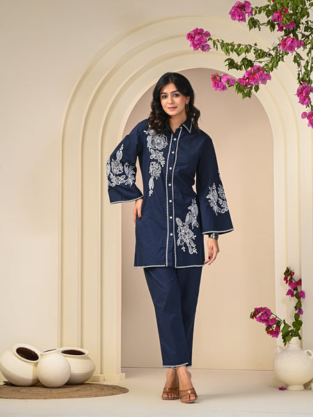 Blue Embroidery Co-ord Sets 