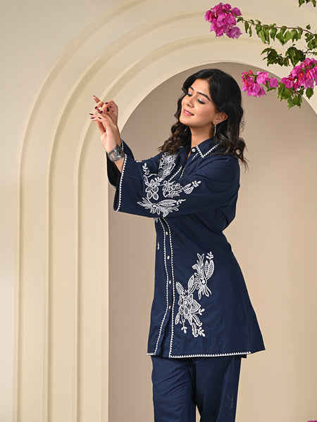 Blue Embroidery Co-ord Sets 