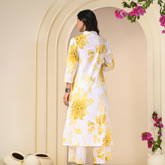 Yellow White Printed Co-Ord Set