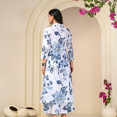 Blue Floral Print Cotton Co-ord Set