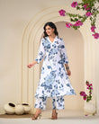 Blue Floral Print Cotton Co-ord Set