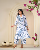 Blue Floral Print Cotton Co-ord Set