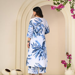 White Print Cotton Co-ord Set