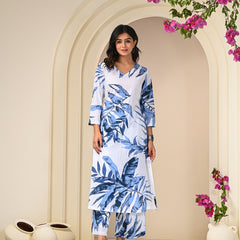 White Print Cotton Co-ord Set
