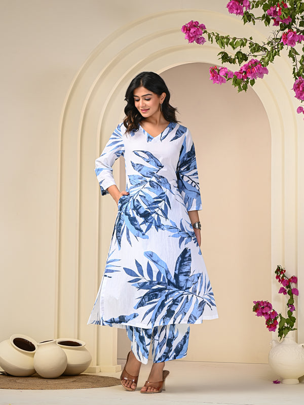 White Print Cotton Co-ord Set