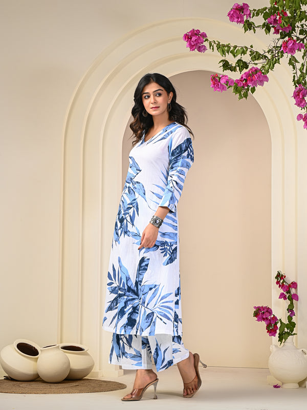 White Print Cotton Co-ord Set