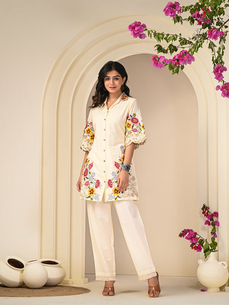 Colourful Embroidered Cotton  Co-Ord Set