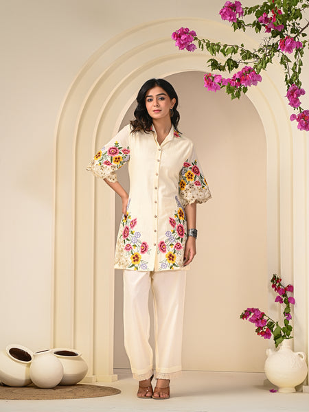 Colourful Embroidered Cotton  Co-Ord Set