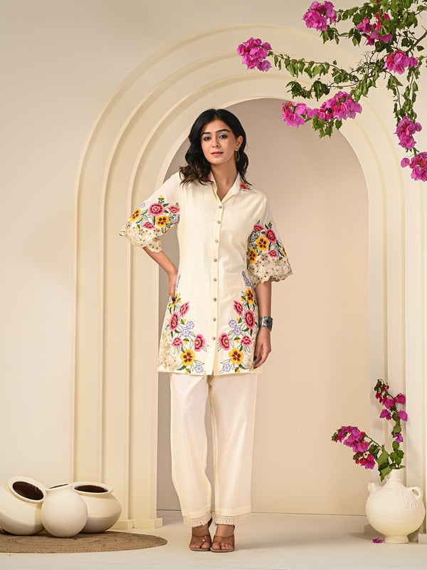 Colourful Embroidered Cotton  Co-Ord Set