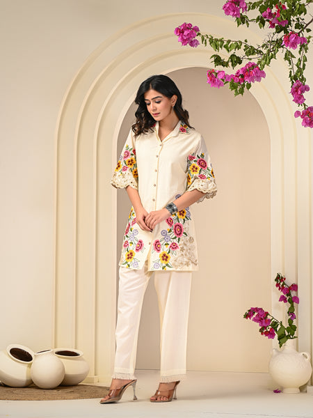 Colourful Embroidered Cotton  Co-Ord Set