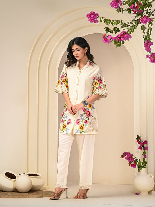 Colourful Embroidered Cotton  Co-Ord Set