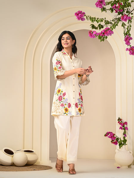 Colourful Embroidered Cotton  Co-Ord Set
