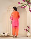 Pink Orange Ombre Embroidered Co-ord Set