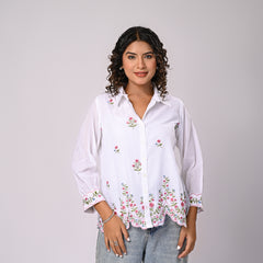Floral Embroidered Button-Down Shirt