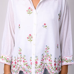 Floral Embroidered Button-Down Shirt