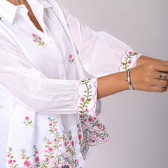 Floral Embroidered Button-Down Shirt