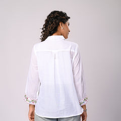 Floral Embroidered Button-Down Shirt