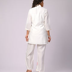 Off White Hand Work Roman Silk Co-Ord Set