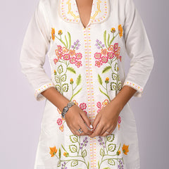 Off White Hand Work Roman Silk Co-Ord Set