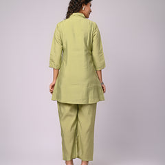 Designer Green Roman Silk Co-Ord Set