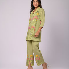 Designer Green Roman Silk Co-Ord Set