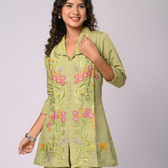 Designer Green Roman Silk Co-Ord Set