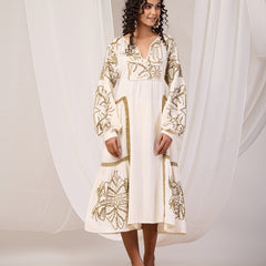 midi white Embroidery dresses