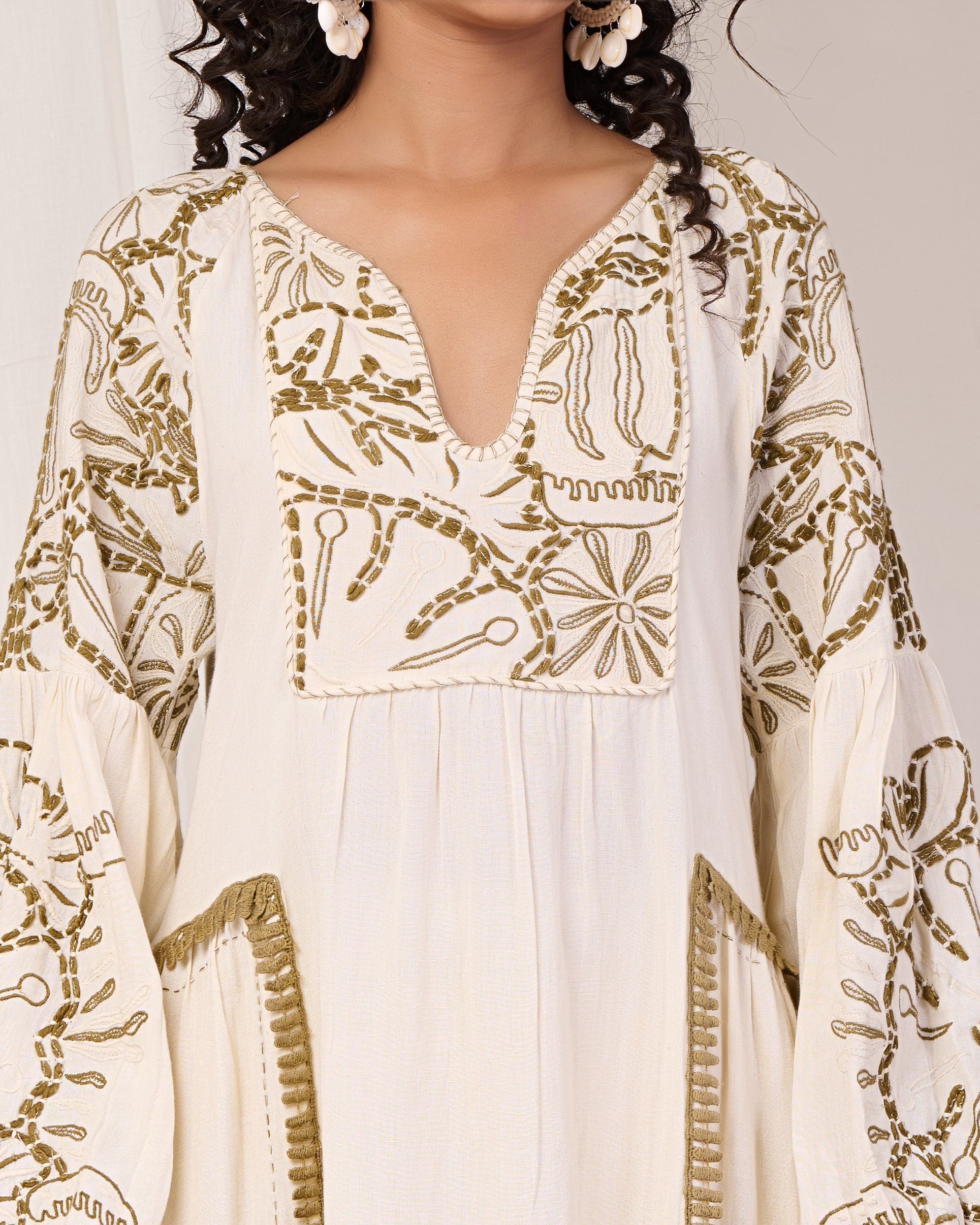 midi white Embroidery dresses