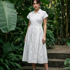 Classic White Elegant Fit and Flare Dress