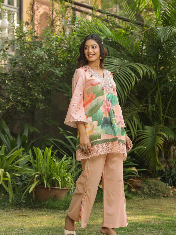 Peachy Floral Printed Co-ord Set