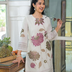 Floral Printed Off White Co-ord Set