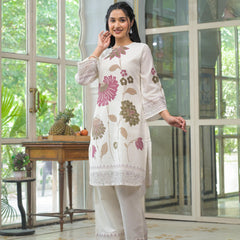Floral Printed Off White Co-ord Set