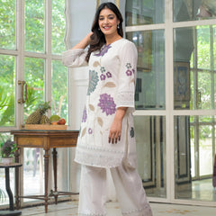 Off White Flower Print Co-ord Set