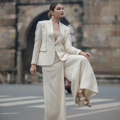 Boho Luxe Cream Kutchi Patchwork Blazer