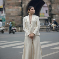 Boho Luxe Cream Kutchi Patchwork Blazer