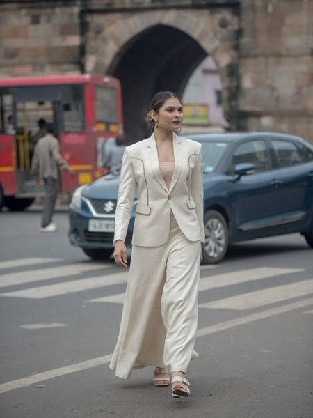 Boho Luxe Cream Kutchi Patchwork Blazer