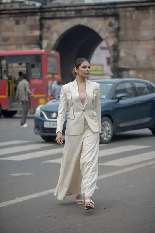 Boho Luxe Cream Kutchi Patchwork Blazer
