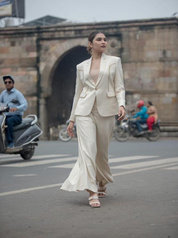 Boho Luxe Cream Kutchi Patchwork Blazer