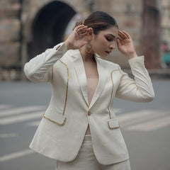 Boho Luxe Cream Kutchi Patchwork Blazer