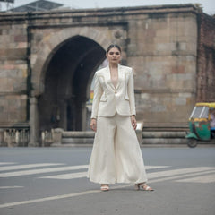 Boho Luxe Cream Kutchi Patchwork Blazer