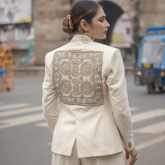 Boho Luxe Cream Kutchi Patchwork Blazer