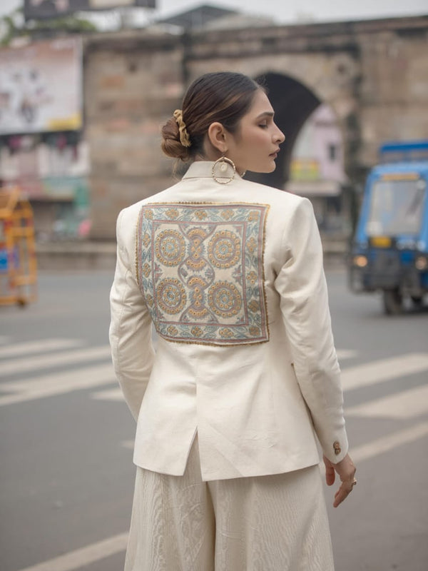 Boho Luxe Cream Kutchi Patchwork Blazer