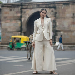 Boho Luxe Cream Kutchi Patchwork Blazer