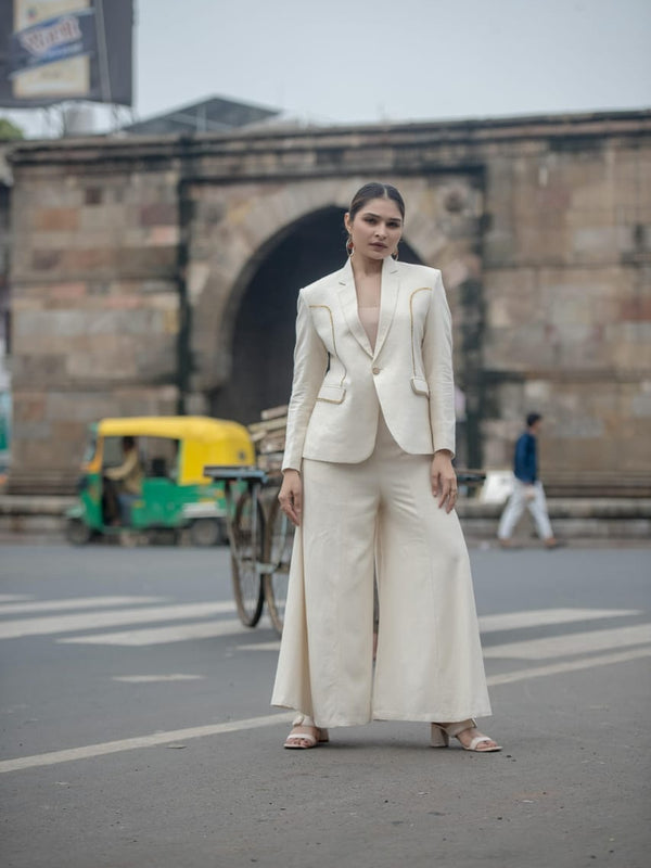 Boho Luxe Cream Kutchi Patchwork Blazer