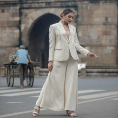 Boho Luxe Cream Kutchi Patchwork Blazer