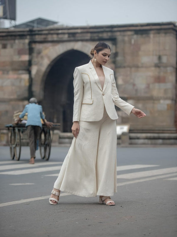 Boho Luxe Cream Kutchi Patchwork Blazer