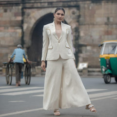 Boho Luxe Cream Kutchi Patchwork Blazer